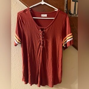 Sold!         Maurice’s Women's Lace-Up Rust Top